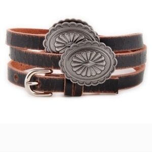 Distressed Leather Concho Leather Belt Thin